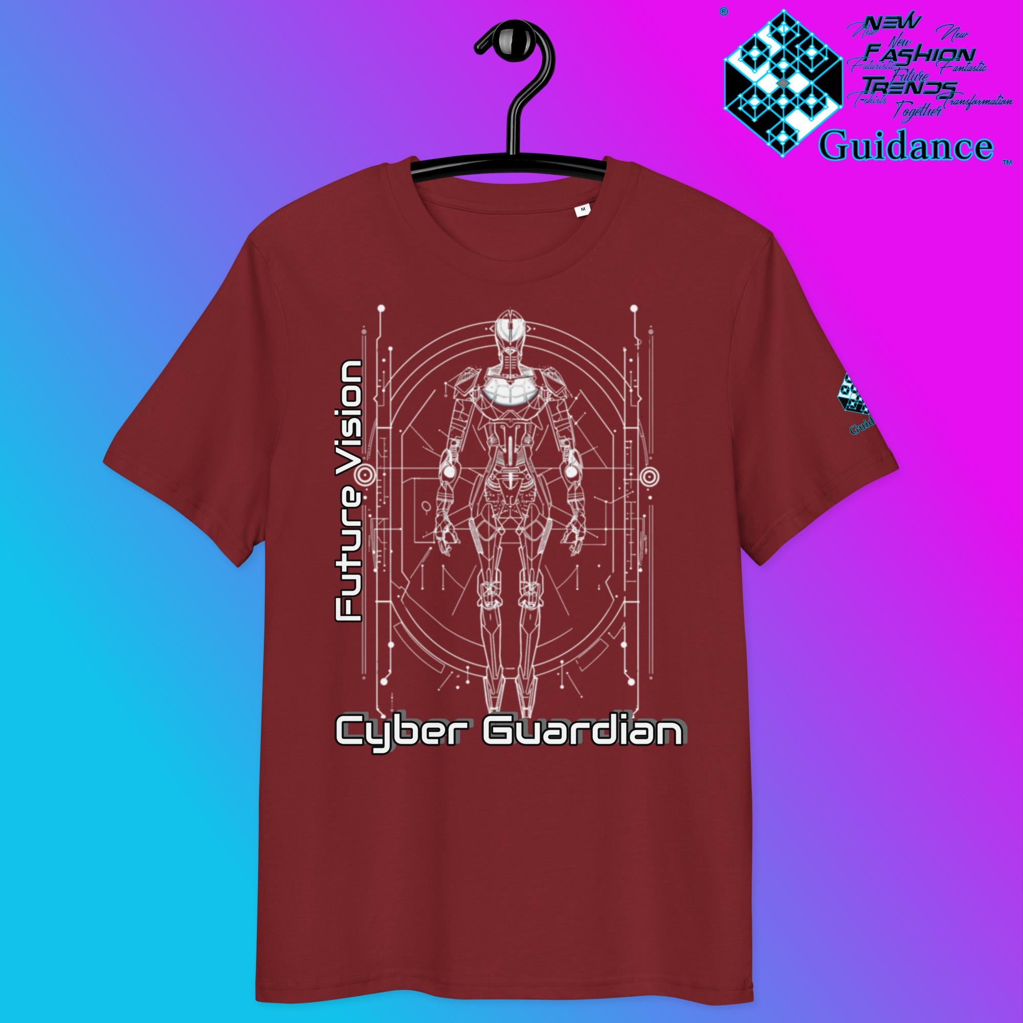Cyber Guardian T-Shirt – Futuristic Robot & Tech Armor by XGuidance Burgundy 4