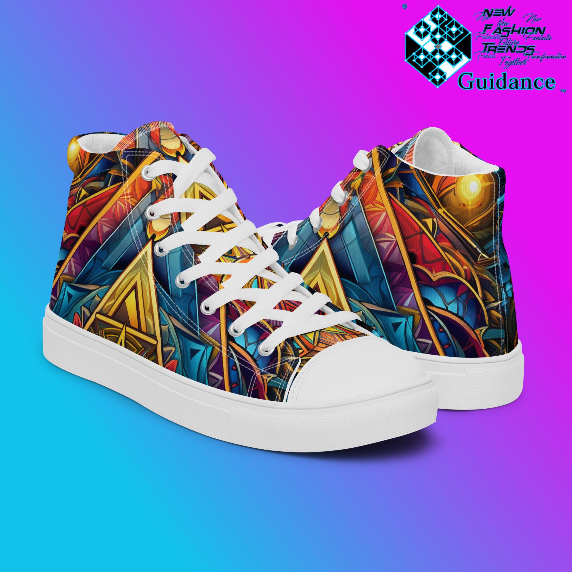 Dimensional Harmony High Top Shoes – Vibrant Streetwear Sneakers by XGuidance Black 7