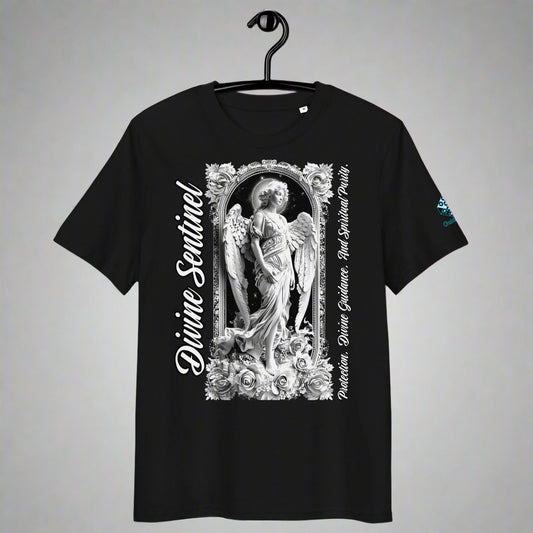 Divine Sentinel Angel T-Shirt – Sacred Love & Protection by XGuidance Black 1
