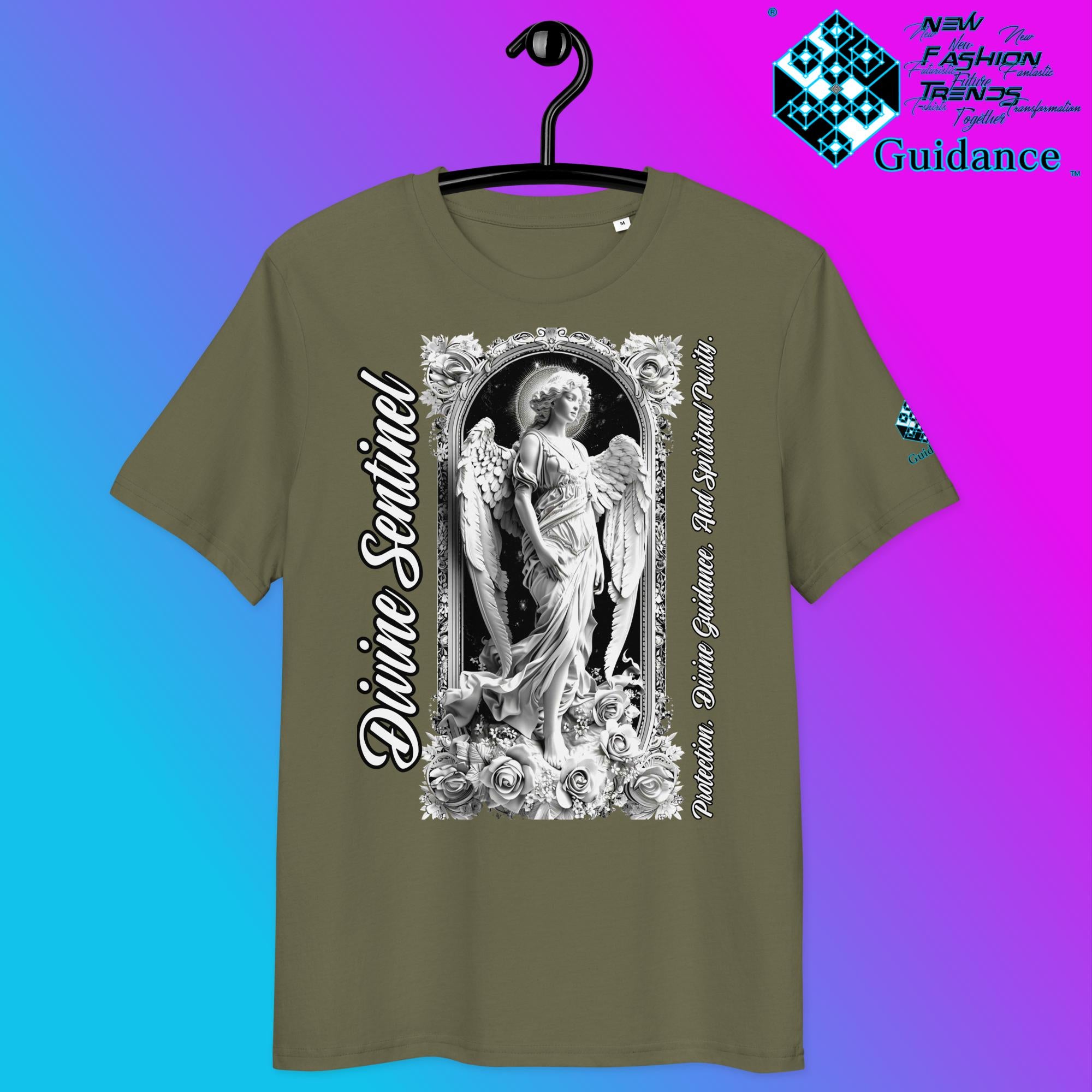 Divine Sentinel Angel T-Shirt – Sacred Love & Protection by XGuidance Khaki 8