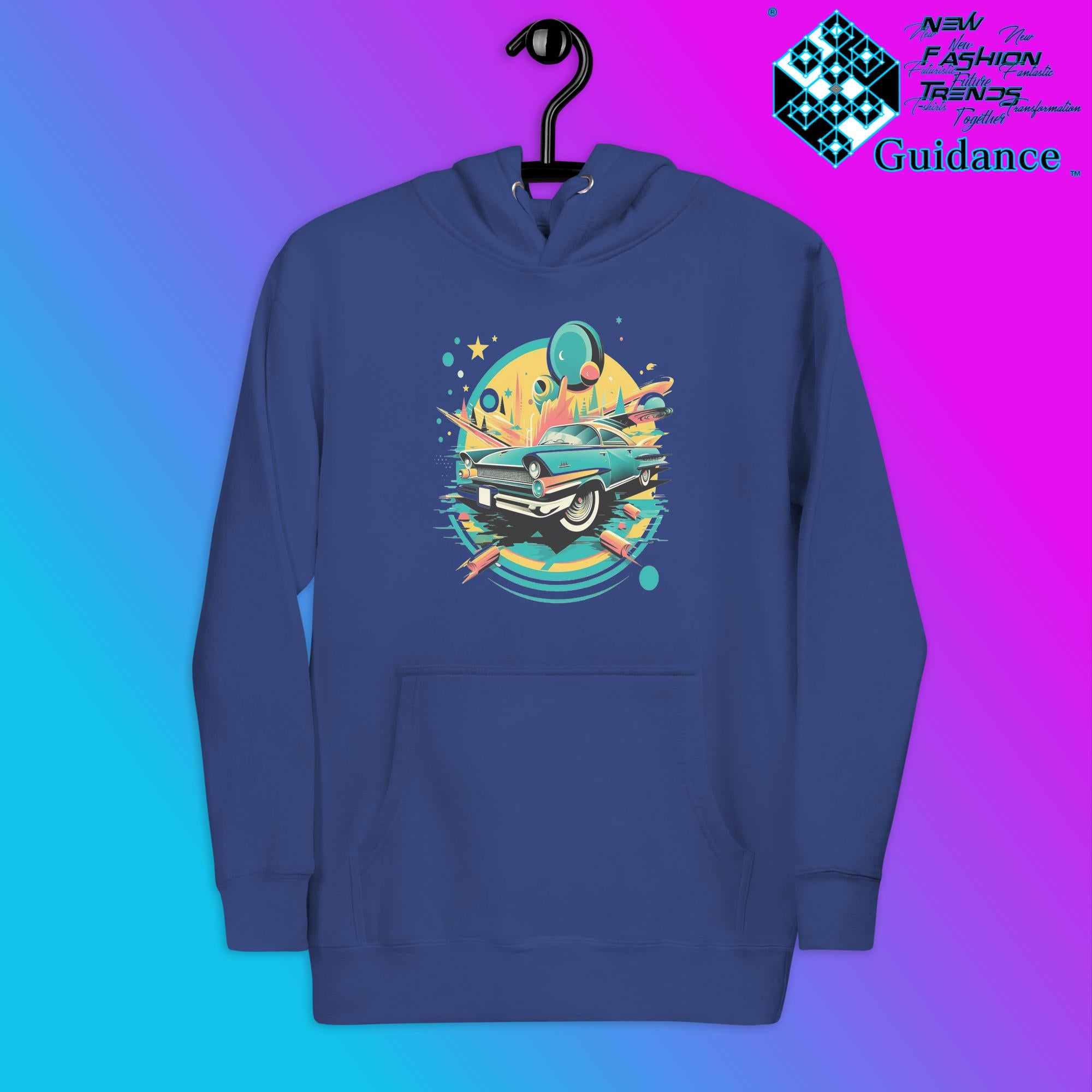 Dodge Classic Hoodie with Vintage Car Design by XGuidance Team Royal 10