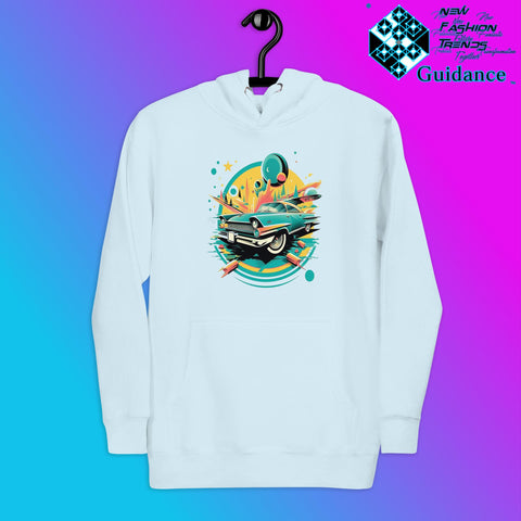 Dodge Classic Hoodie with Vintage Car Design by XGuidance Sky Blue 11