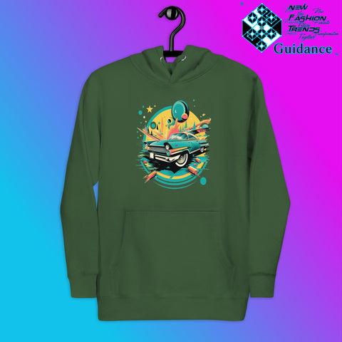 Dodge Classic Hoodie with Vintage Car Design by XGuidance Forest Green 12