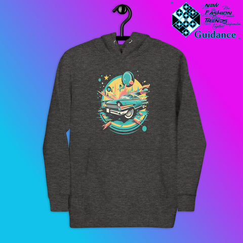 Dodge Classic Hoodie with Vintage Car Design by XGuidance Charcoal Heather 5