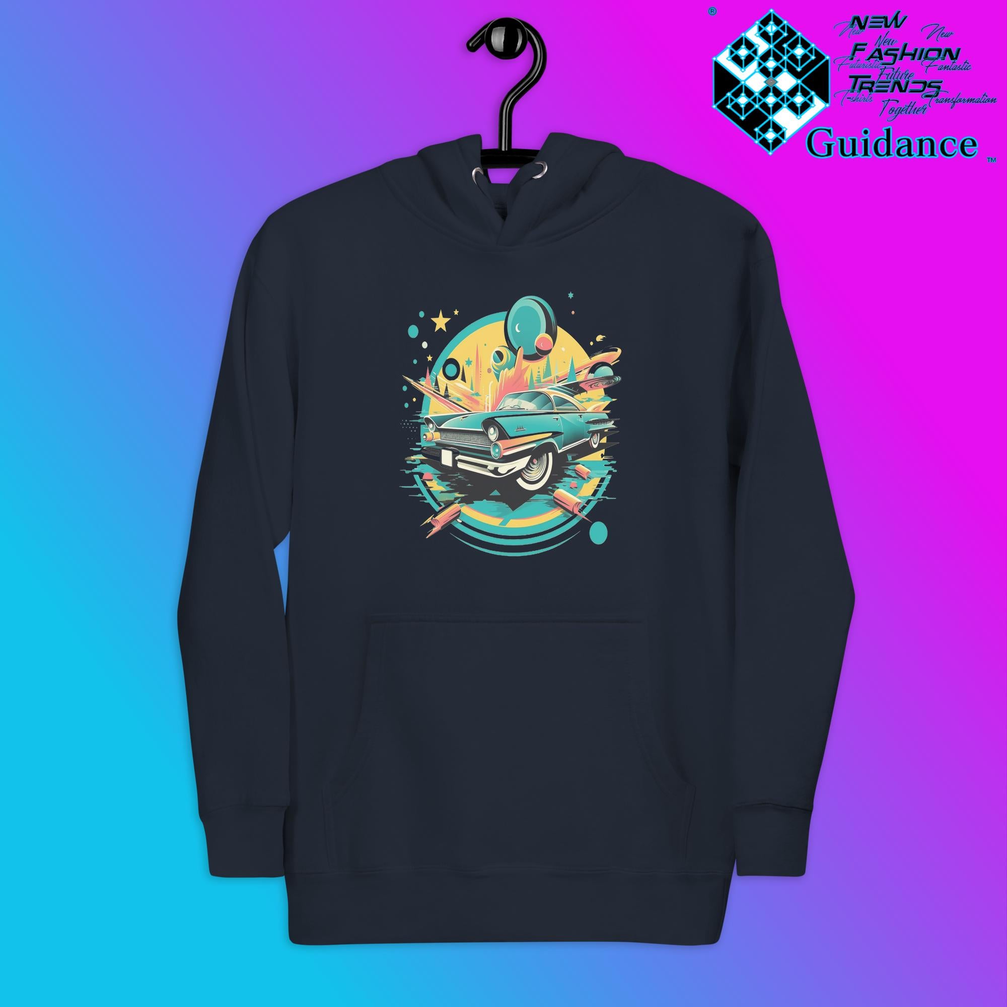 Dodge Classic Hoodie with Vintage Car Design by XGuidance Navy Blazer 7