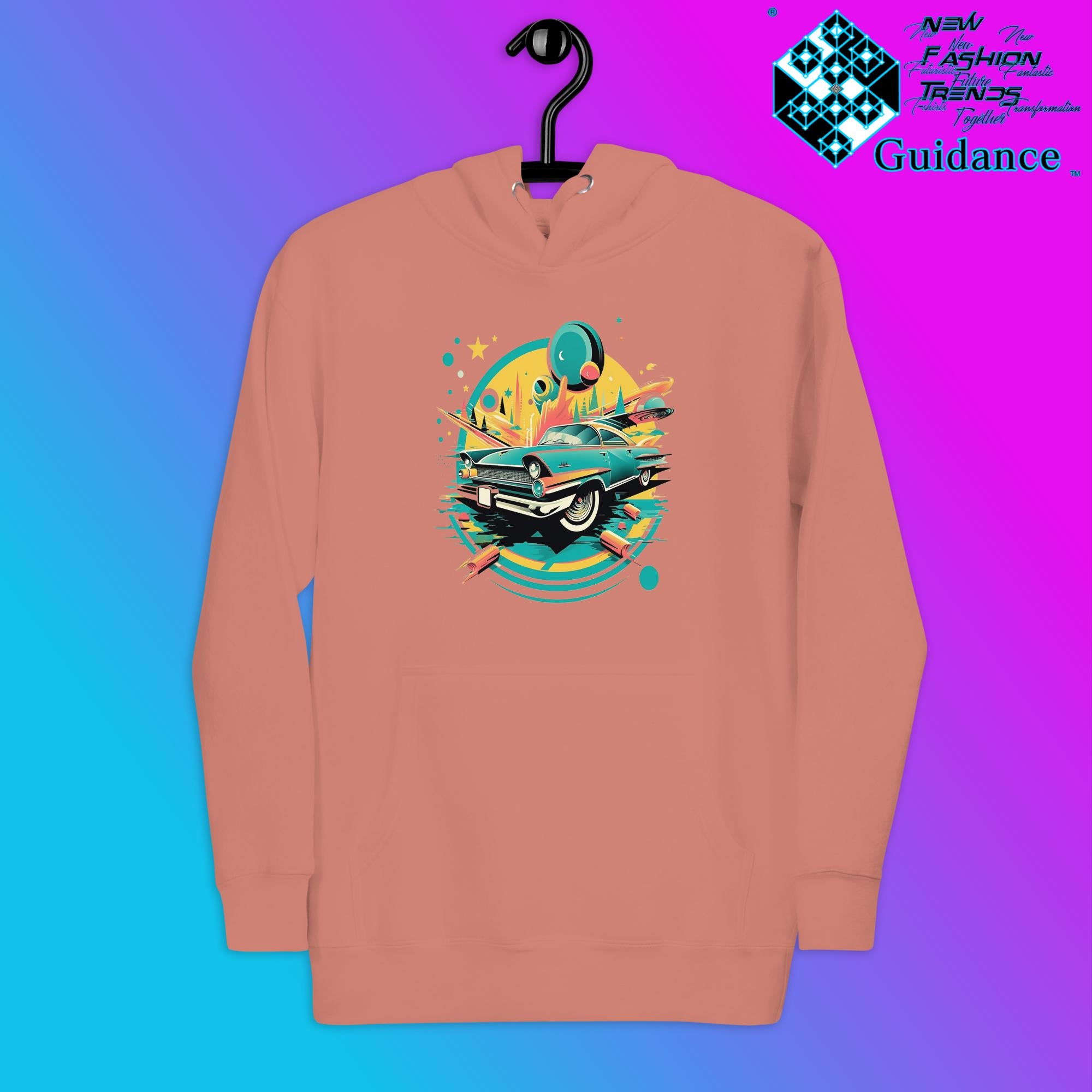 Dodge Classic Hoodie with Vintage Car Design by XGuidance Dusty Rose 8
