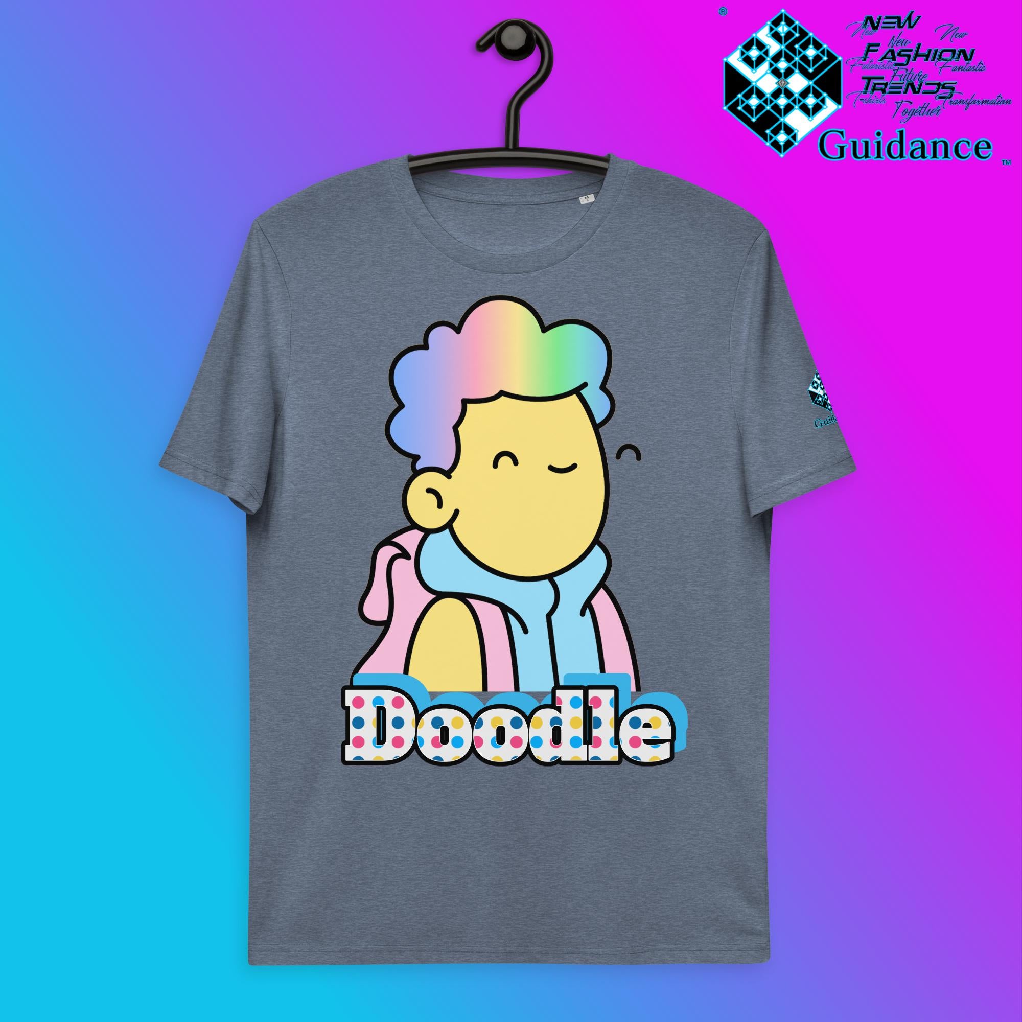 Doodle T-Shirt T-Shirts by XGuidance Dark Heather Blue 12