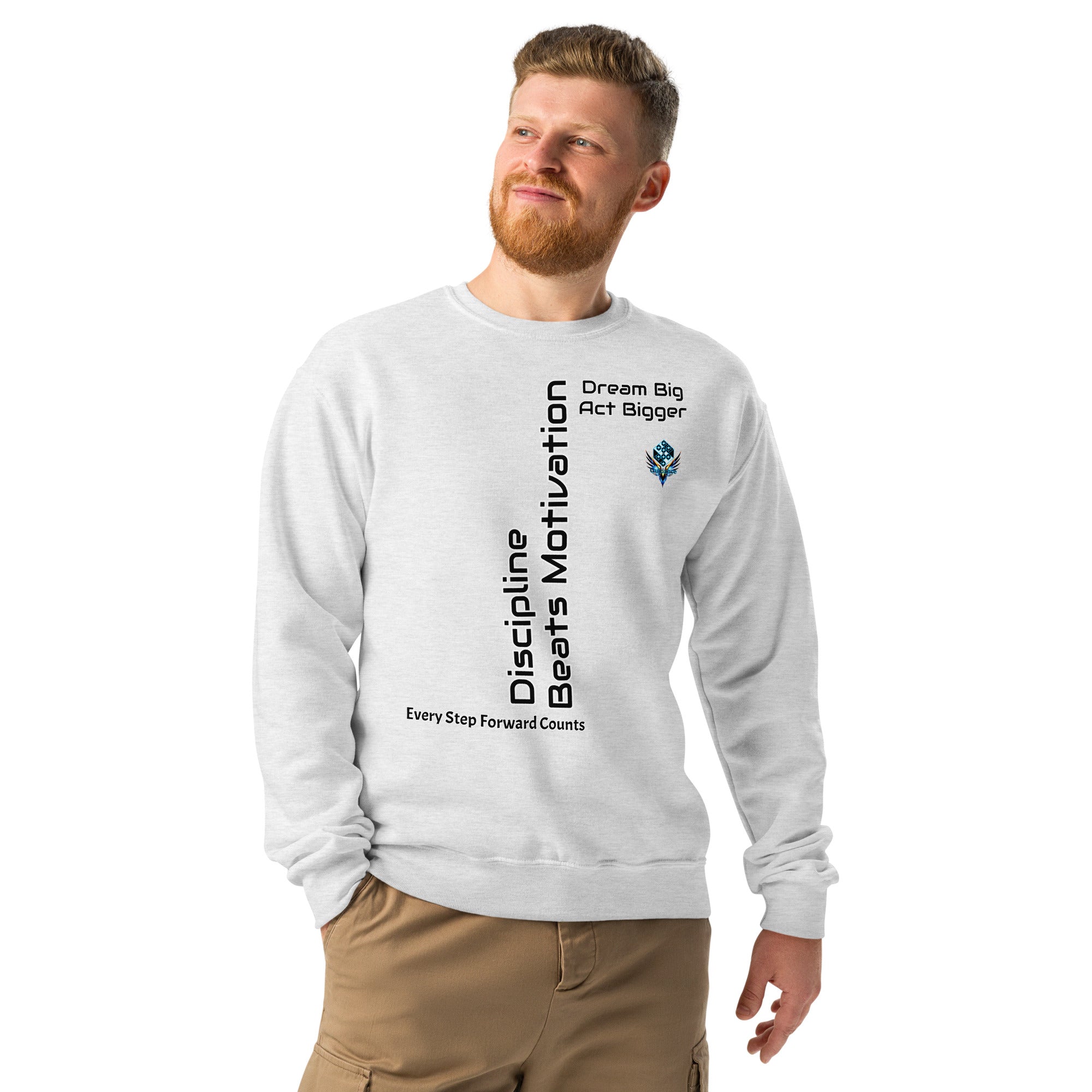 Dream Big Act Bigger – Discipline Crew Neck Sweatshirt by XGuidance Ash 5