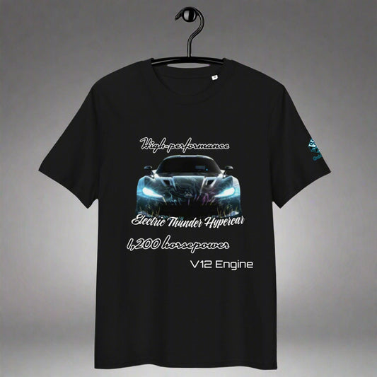 Electric Thunder Hypercar Tee – V12 Power & Neon Style by XGuidance Black 1