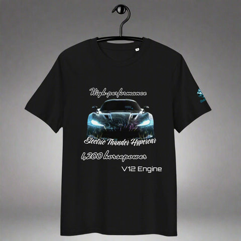 Electric Thunder Hypercar Tee – V12 Power & Neon Style by XGuidance Black 1