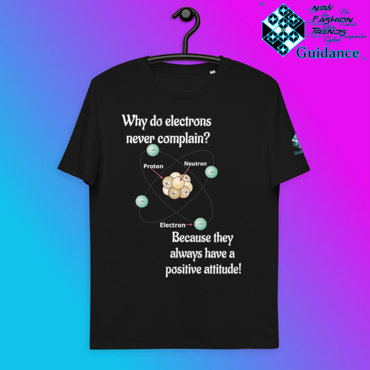 Electrons Positive Attitude T-Shirt with Science Humor by XGuidance Black 2
