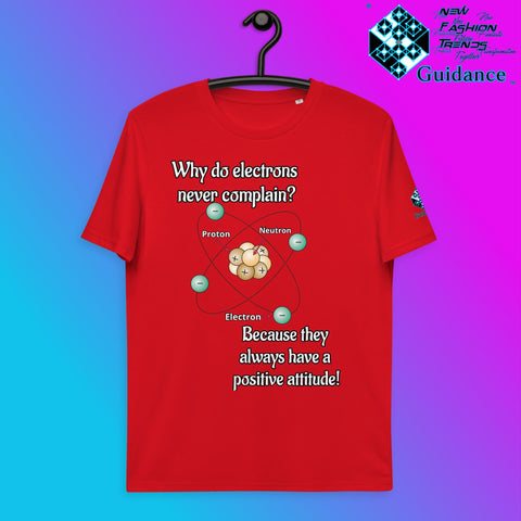 Electrons Positive Attitude T-Shirt with Science Humor by XGuidance Red 5
