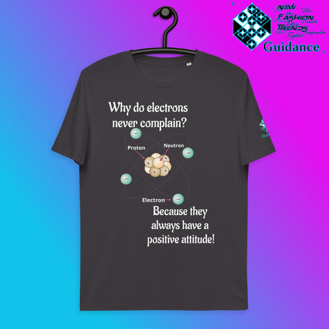 Electrons Positive Attitude T-Shirt with Science Humor by XGuidance Anthracite 6