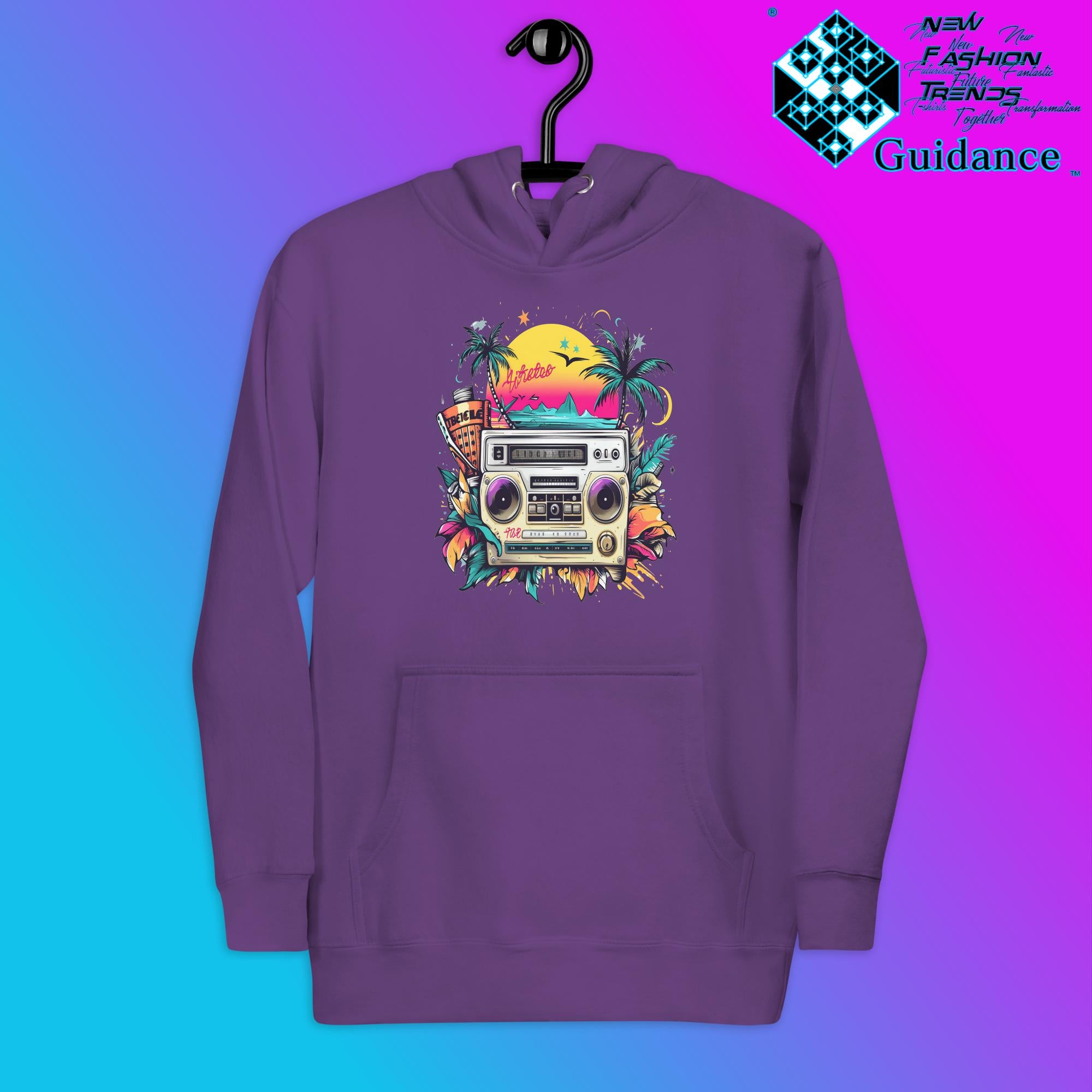 Enjoy Life Hoodie with Colorful Retro Design by XGuidance Purple 1