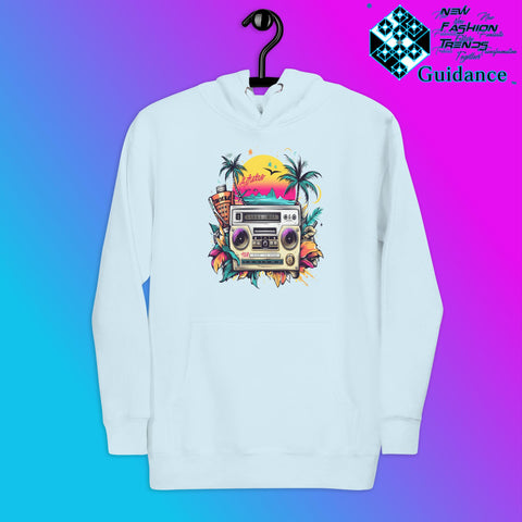 Enjoy Life Hoodie with Colorful Retro Design by XGuidance Sky Blue 10