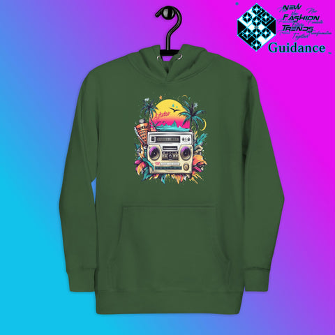 Enjoy Life Hoodie with Colorful Retro Design by XGuidance Forest Green 11