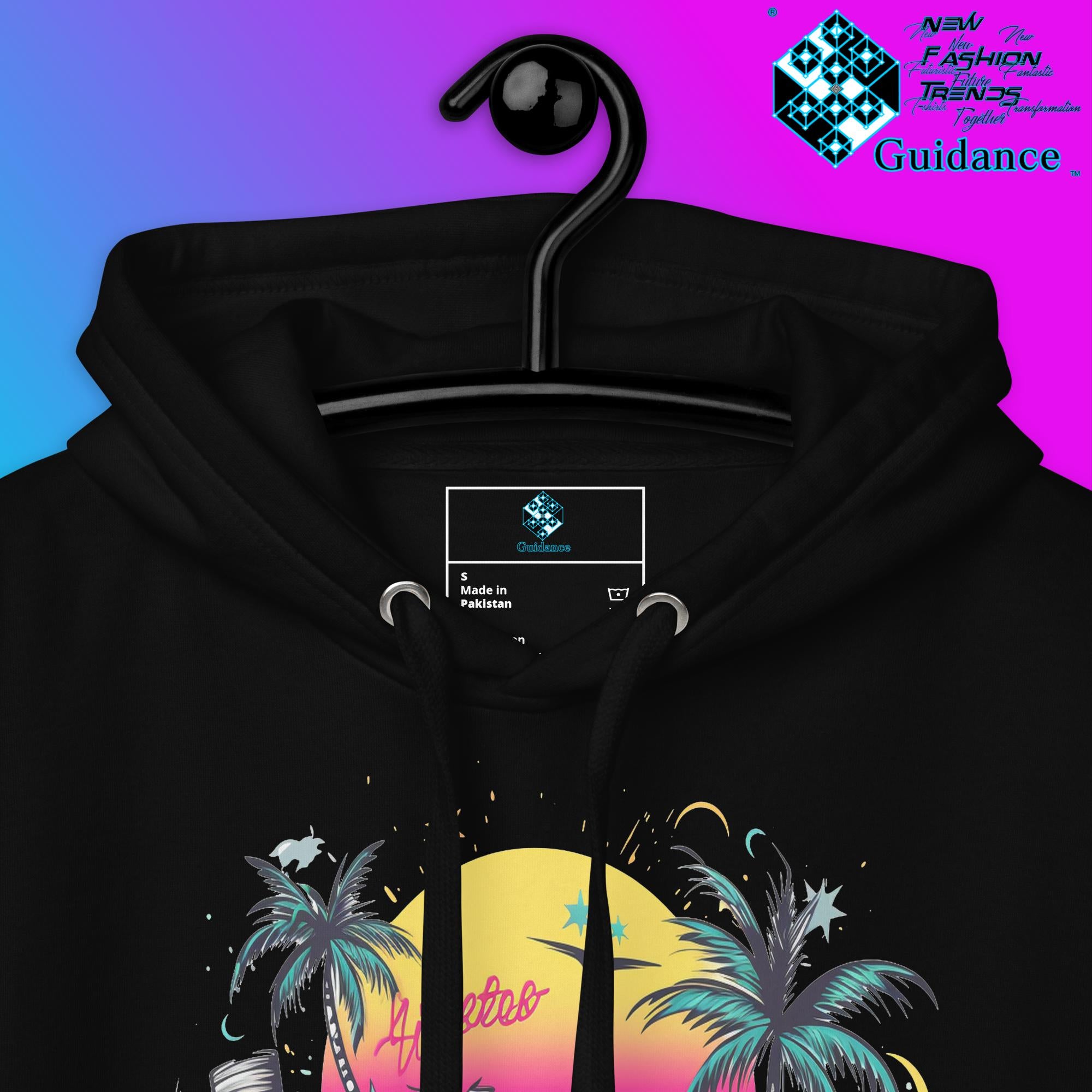 Enjoy Life Hoodie with Colorful Retro Design by XGuidance Black 15