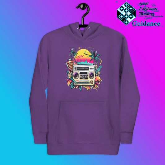 Enjoy Life Hoodie with Colorful Retro Design by XGuidance Purple 1
