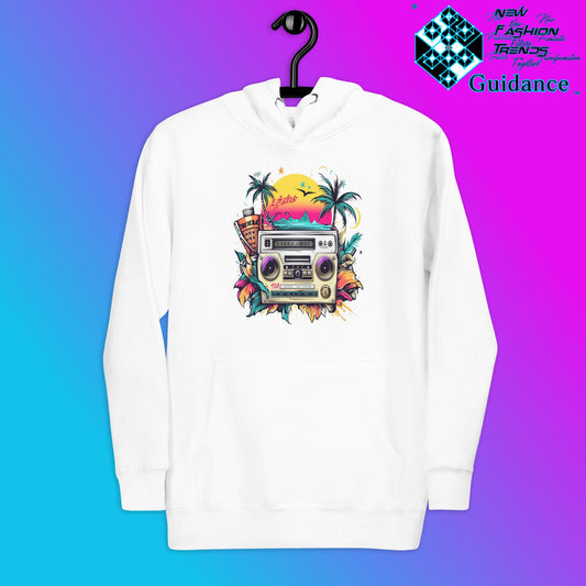 Enjoy Life Hoodie with Colorful Retro Design by XGuidance White 2