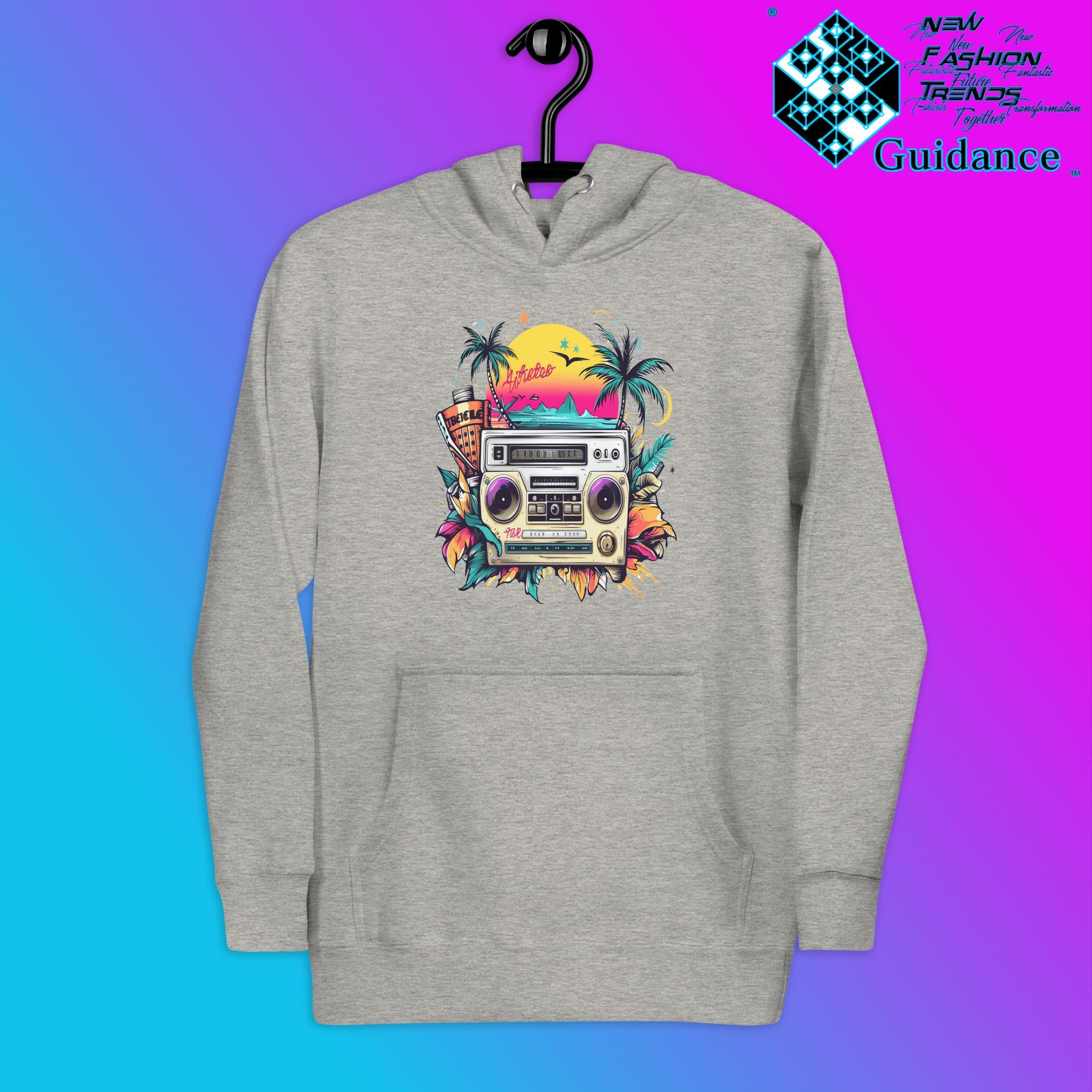 Enjoy Life Hoodie with Colorful Retro Design by XGuidance Carbon Grey 4