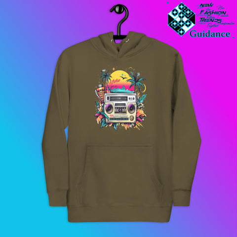 Enjoy Life Hoodie with Colorful Retro Design by XGuidance Military Green 8