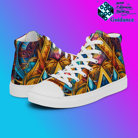 Eternity Sacred High Top Shoes – Sacred Geometry Sneakers by XGuidance White 1