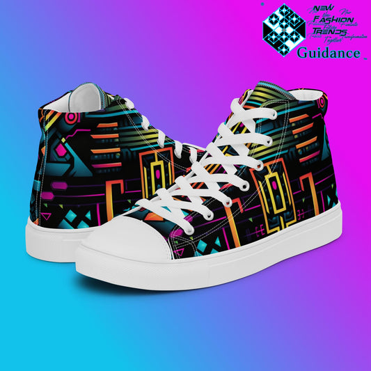Ethereal Circuitry – Futuristic Neon Sneakers Sneakers by XGuidance White 1