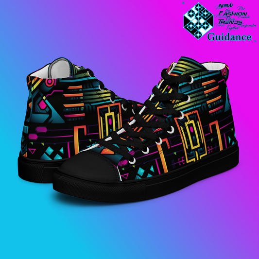 Ethereal Circuitry – Futuristic Neon Sneakers Sneakers by XGuidance Black 2