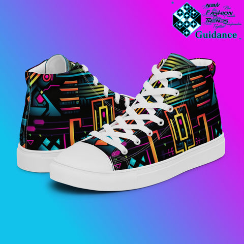 Ethereal Circuitry – Futuristic Neon Sneakers Sneakers by XGuidance Black 3