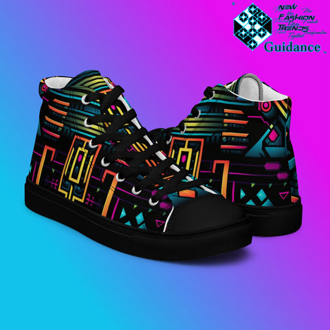 Ethereal Circuitry – Futuristic Neon Sneakers Sneakers by XGuidance Black 8