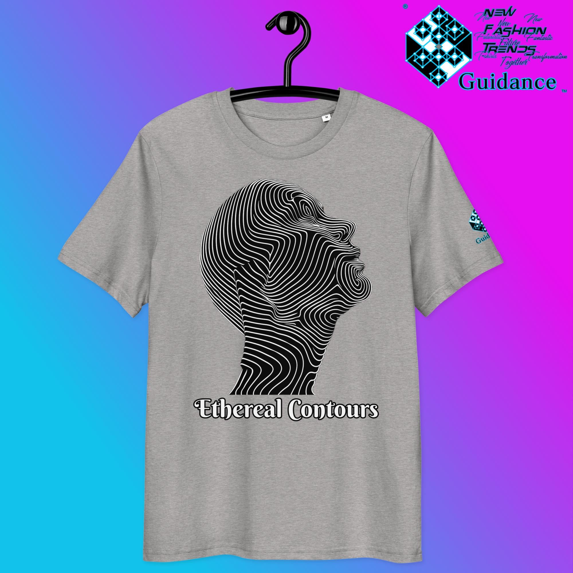 Ethereal Contours Tee – Flowing Lines of Inner Vision by XGuidance Heather Grey 12