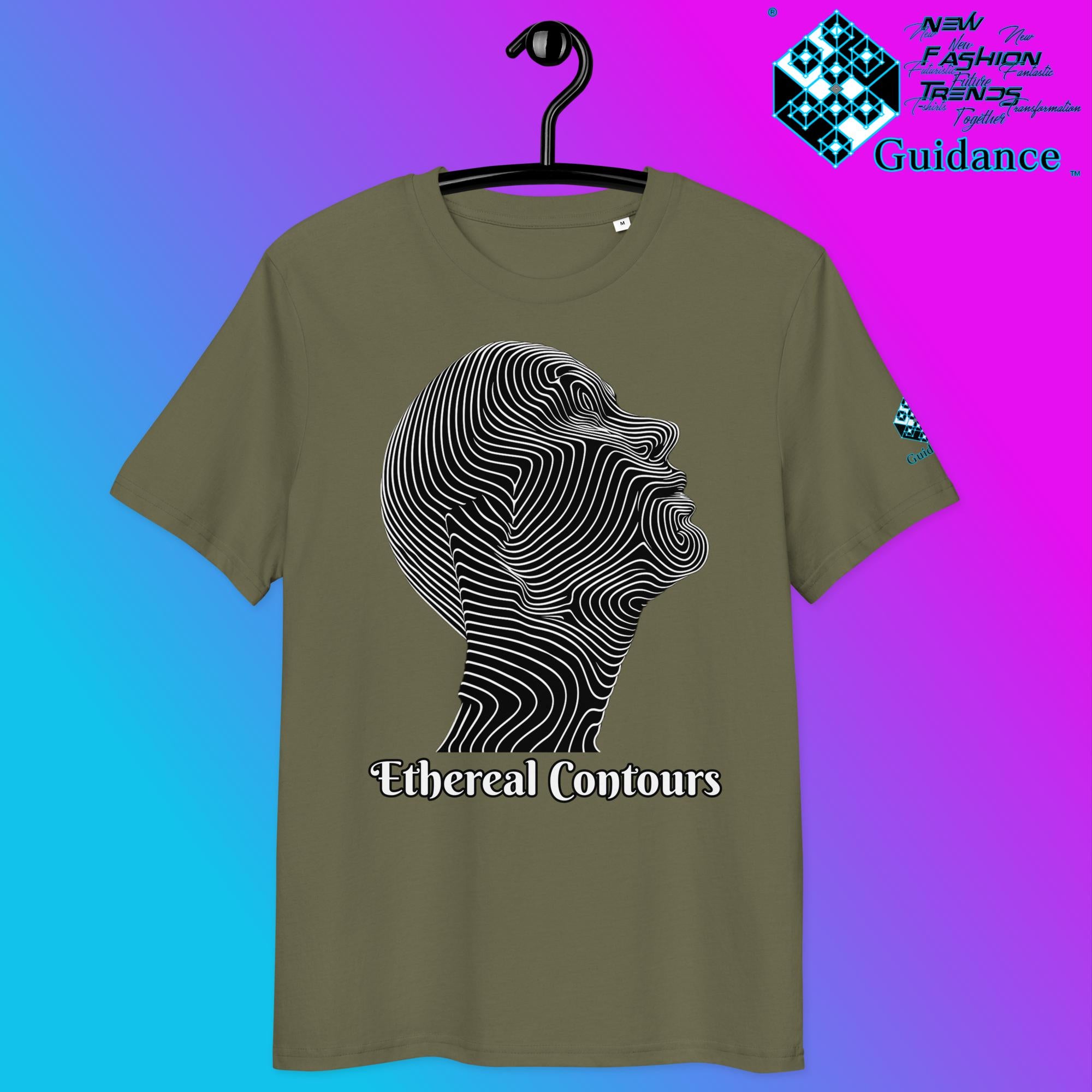 Ethereal Contours Tee – Flowing Lines of Inner Vision by XGuidance Khaki 13