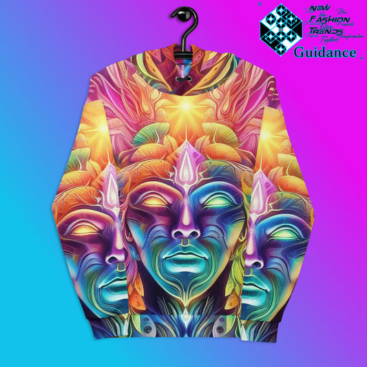 Ethereal Faces Hoodie with Multicolor Mind Design by XGuidance 2XS 1