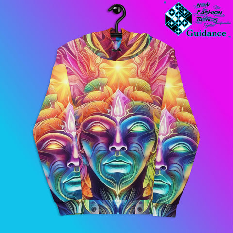 Ethereal Faces Hoodie with Multicolor Mind Design by XGuidance 2XS 1