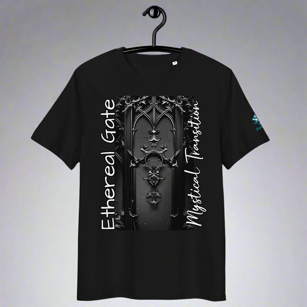 Ethereal Gate T-Shirt – Gothic Portal & Floral Mystery by XGuidance Black 1