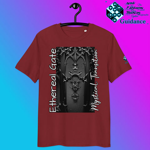 Ethereal Gate T-Shirt – Gothic Portal & Floral Mystery by XGuidance Burgundy 5
