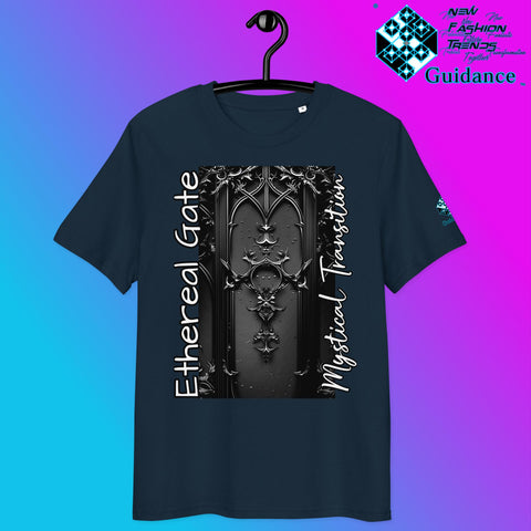 Ethereal Gate T-Shirt – Gothic Portal & Floral Mystery by XGuidance French Navy 8