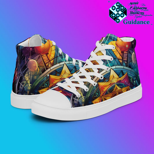 Ethereal Insight High Top Canvas Shoes – Sacred Geometry by XGuidance White 1