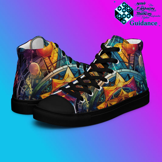 Ethereal Insight High Top Canvas Shoes – Sacred Geometry by XGuidance Black 2