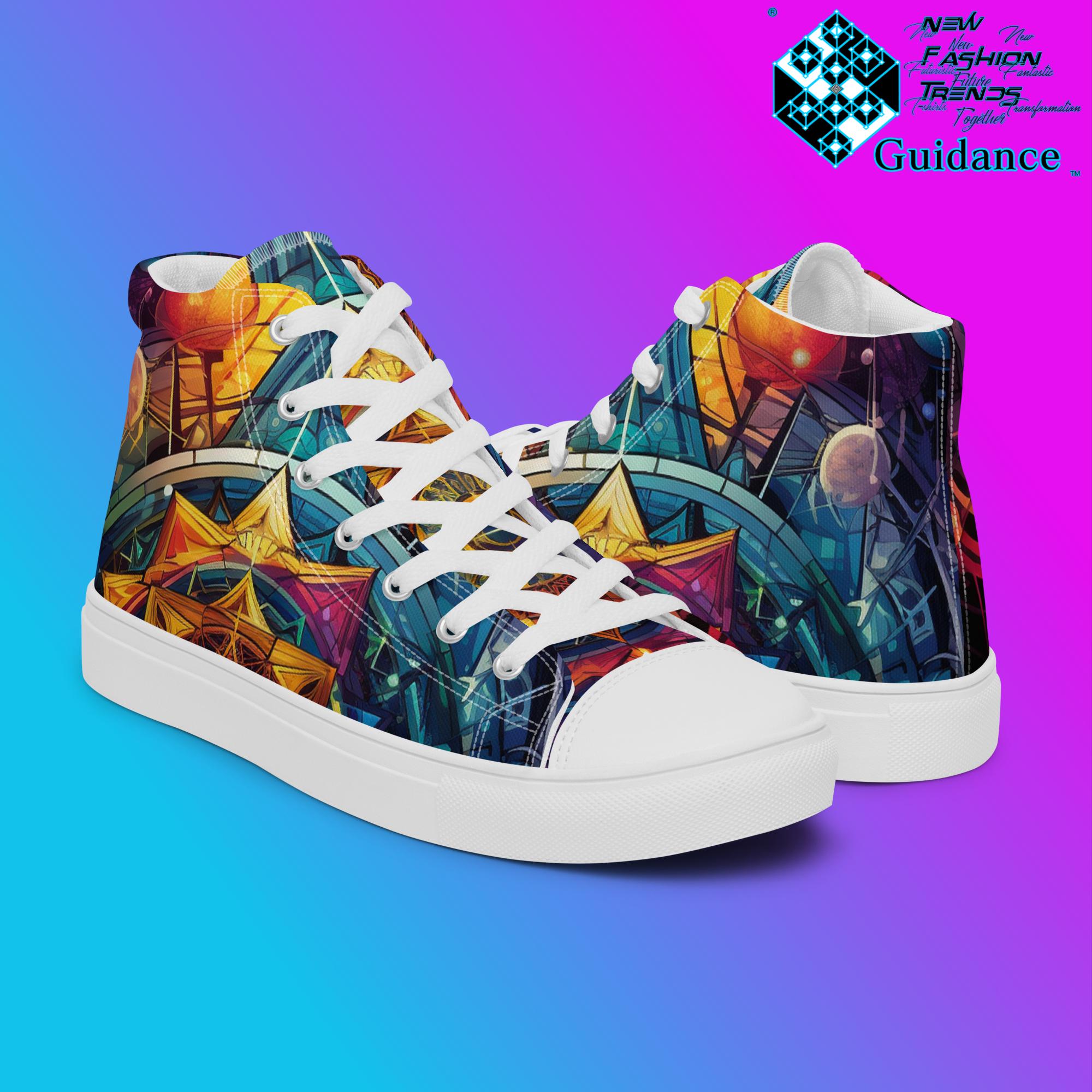 Ethereal Insight High Top Canvas Shoes – Sacred Geometry by XGuidance Black 7