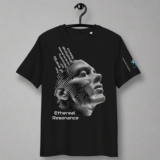 Ethereal Resonance T-Shirt – Abstract Face & Flowing Lines by XGuidance Black 1