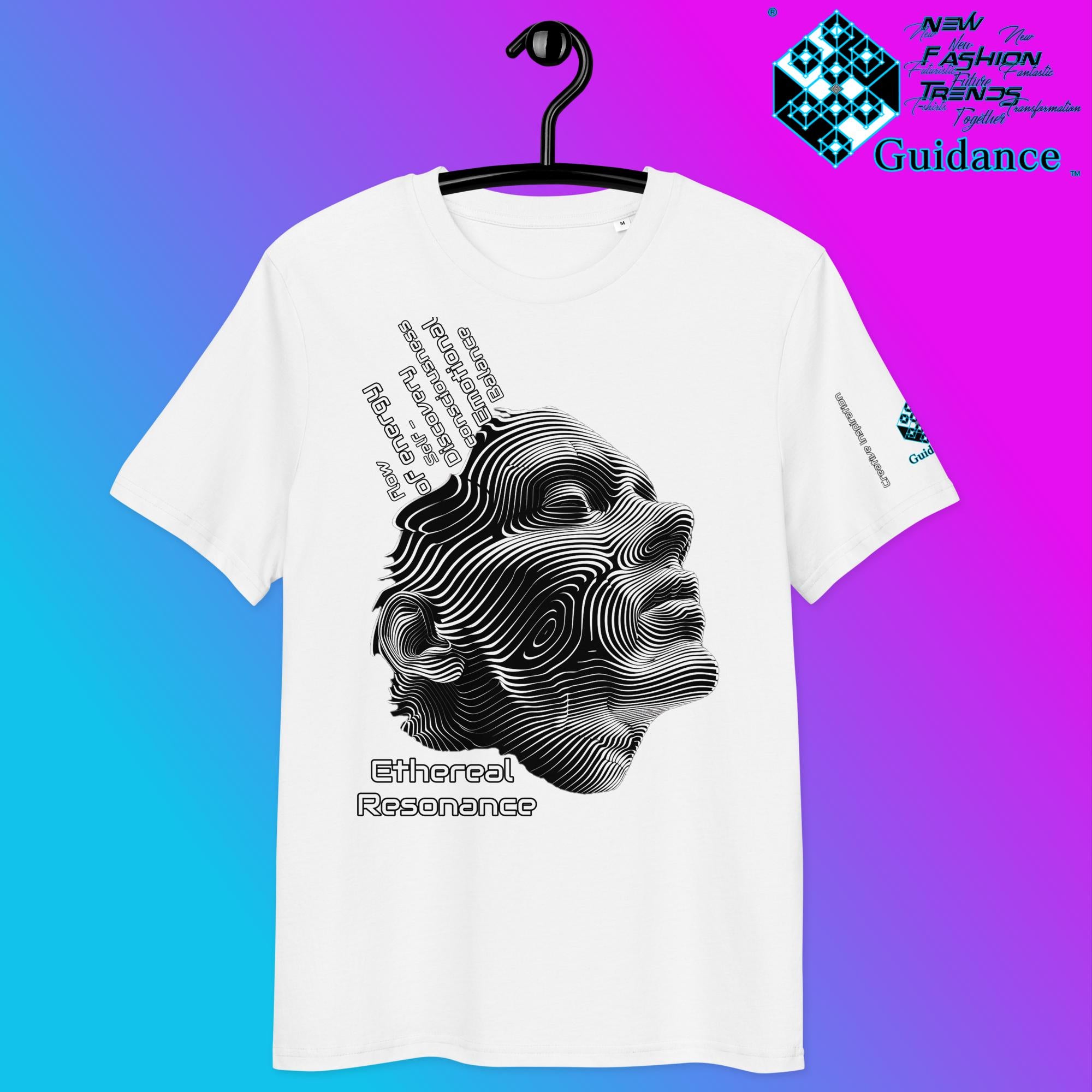 Ethereal Resonance T-Shirt – Abstract Face & Flowing Lines by XGuidance White 2