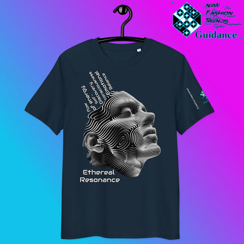 Ethereal Resonance T-Shirt – Abstract Face & Flowing Lines by XGuidance French Navy 4