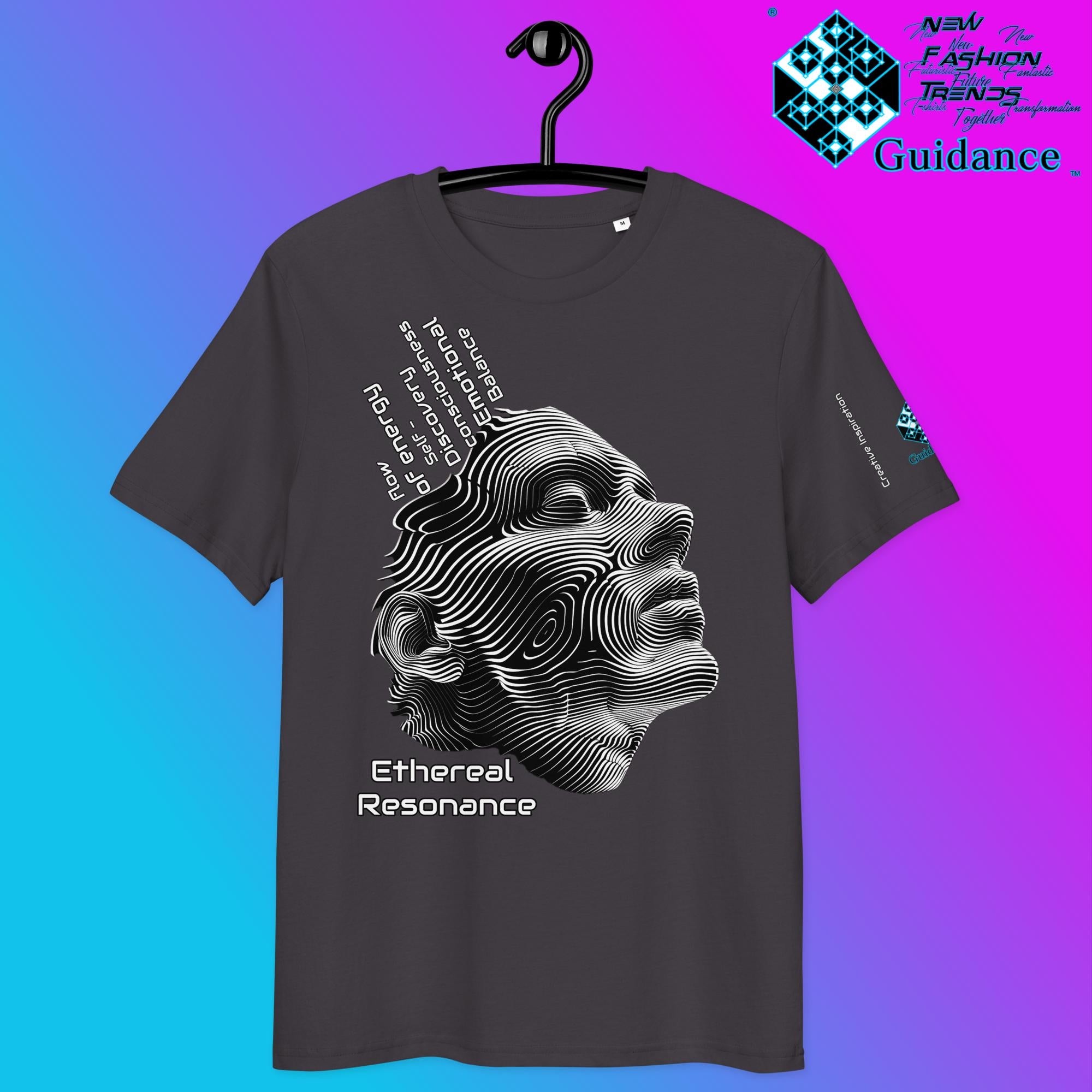 Ethereal Resonance T-Shirt – Abstract Face & Flowing Lines by XGuidance Anthracite 5