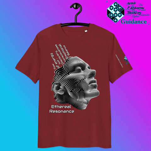 Ethereal Resonance T-Shirt – Abstract Face & Flowing Lines by XGuidance Burgundy 6