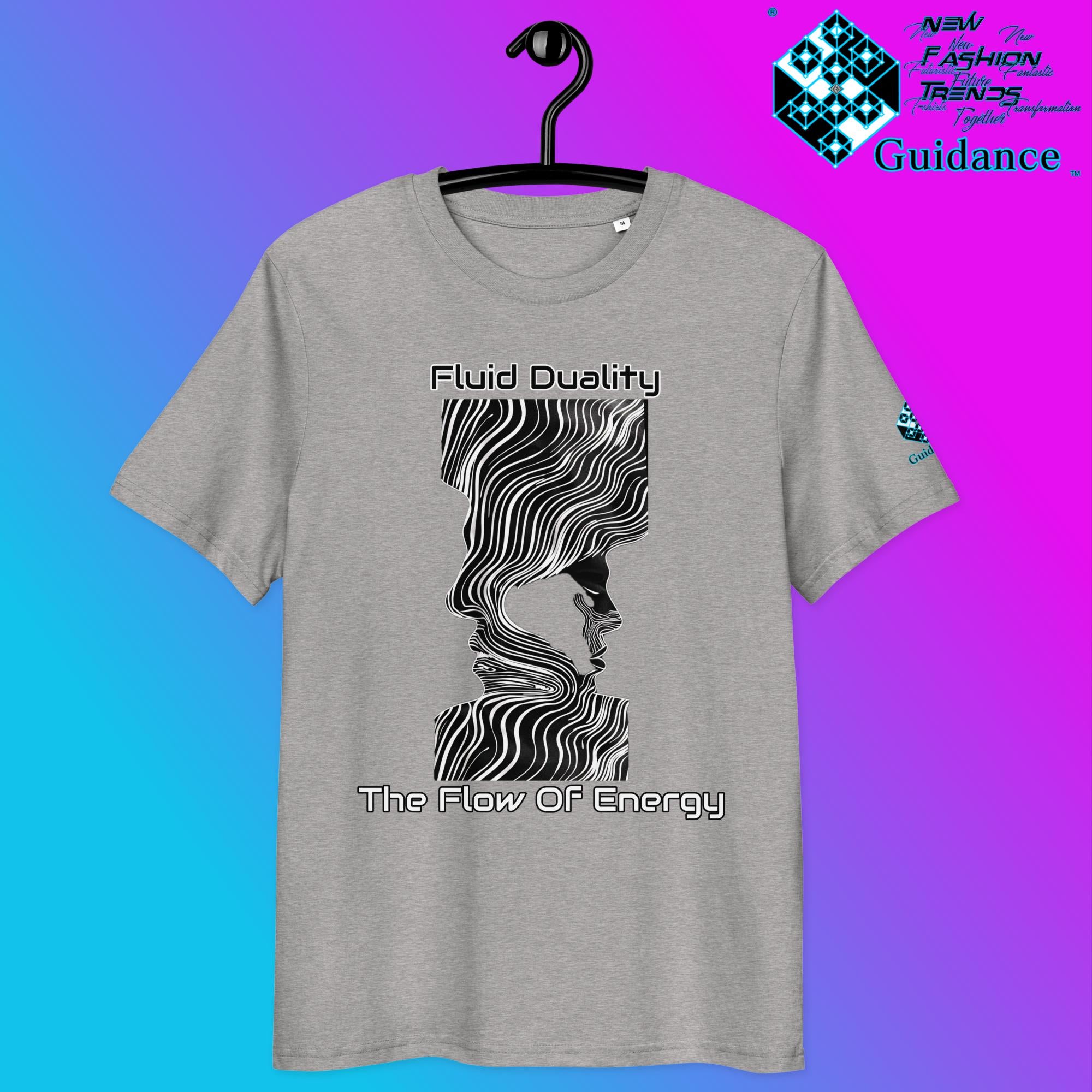 Fluid Duality T-Shirt with Energy Flow by XGuidance Heather Grey 13