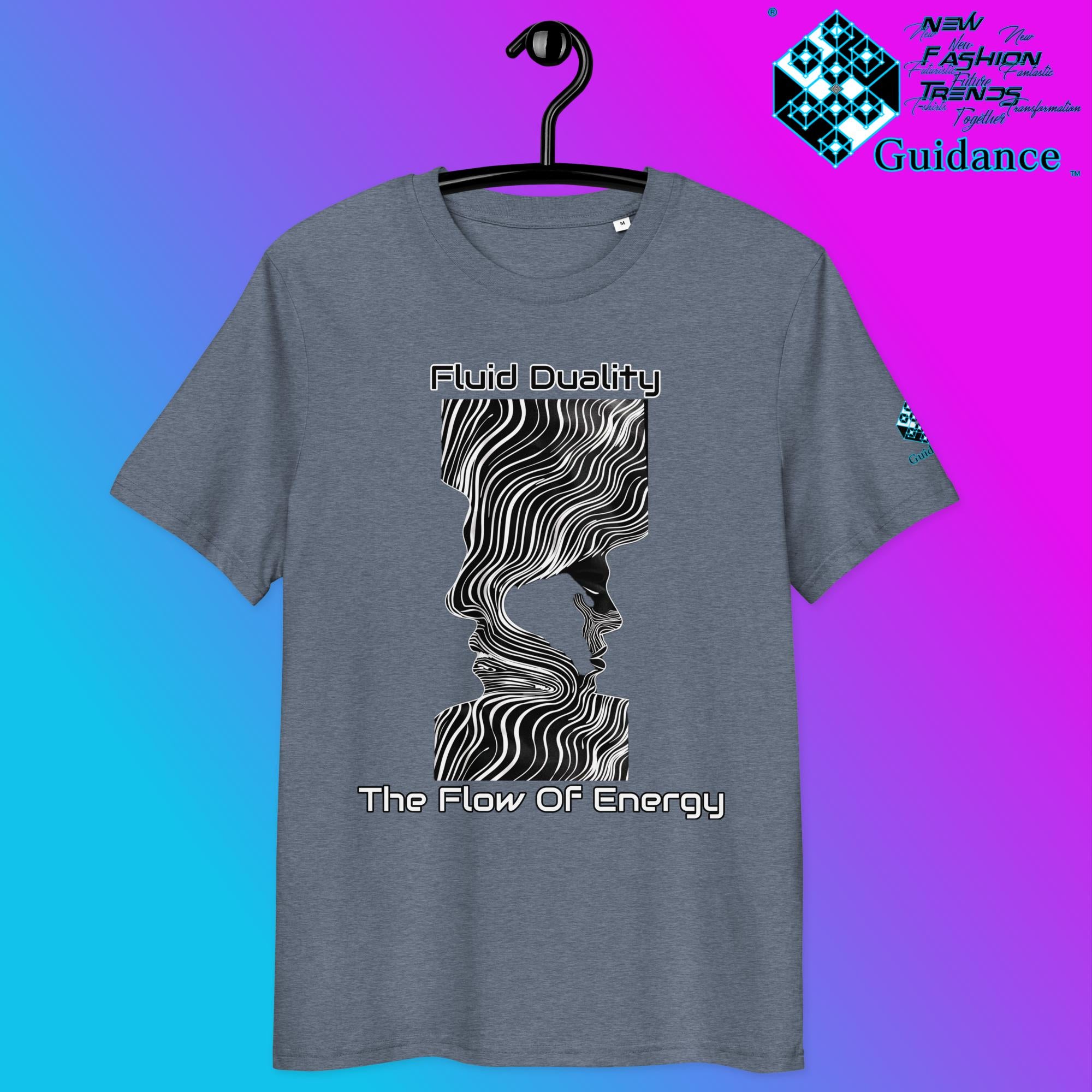 Fluid Duality T-Shirt with Energy Flow by XGuidance Dark Heather Blue 8