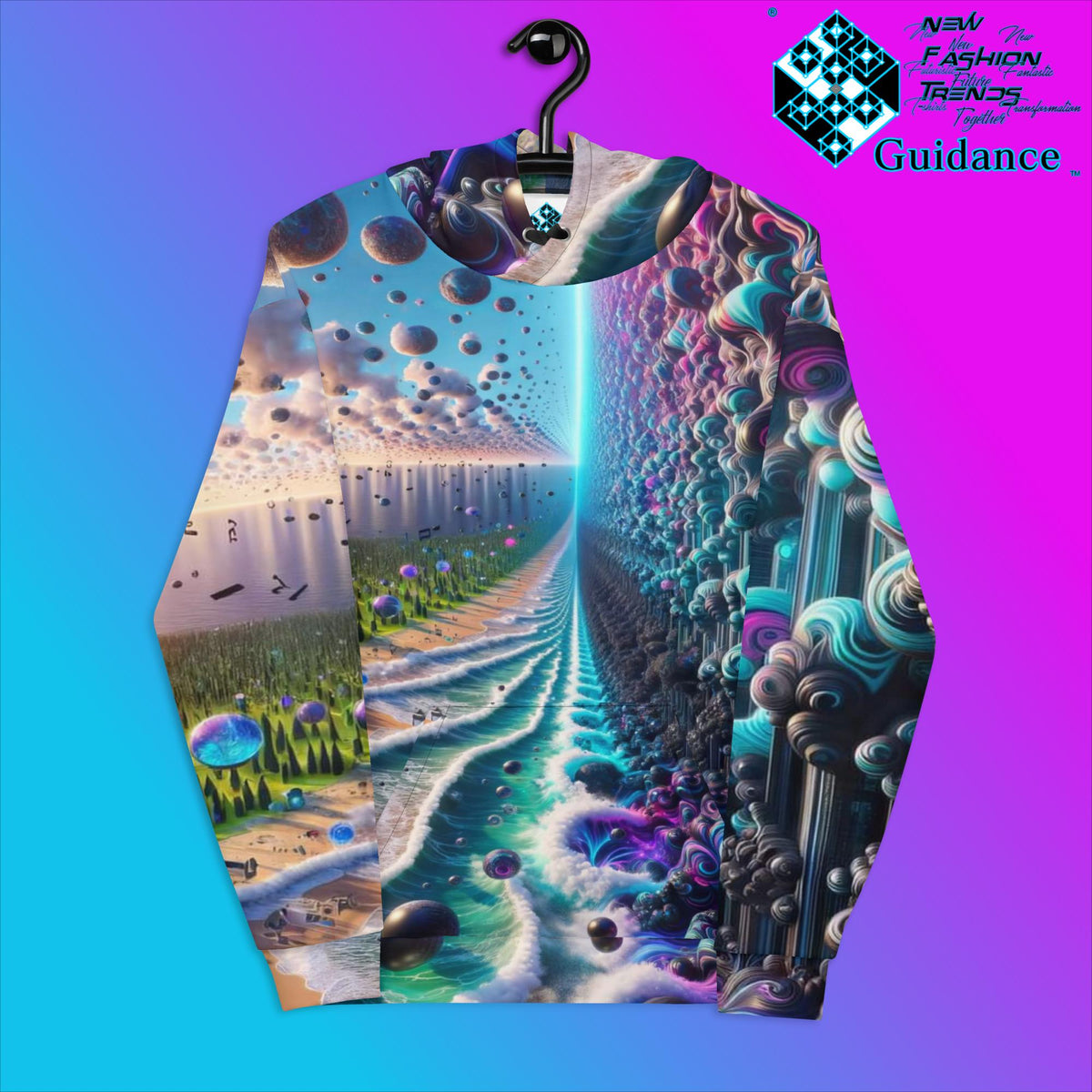 Fractal Fusion Hoodie with Duality Matrix Design by XGuidance 2XS 1