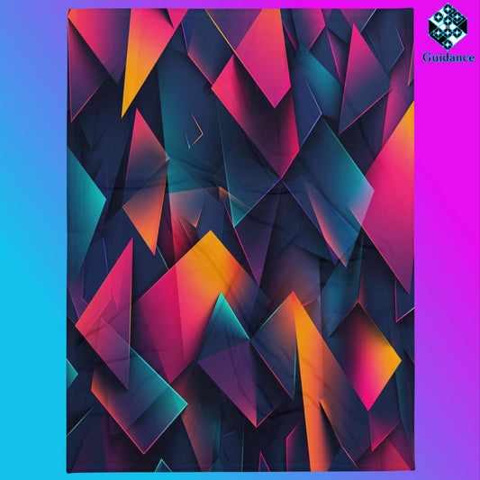 Futuristic Prism Throw Blanket – Red & Blue Polygon Art by XGuidance 60″×80″ 1