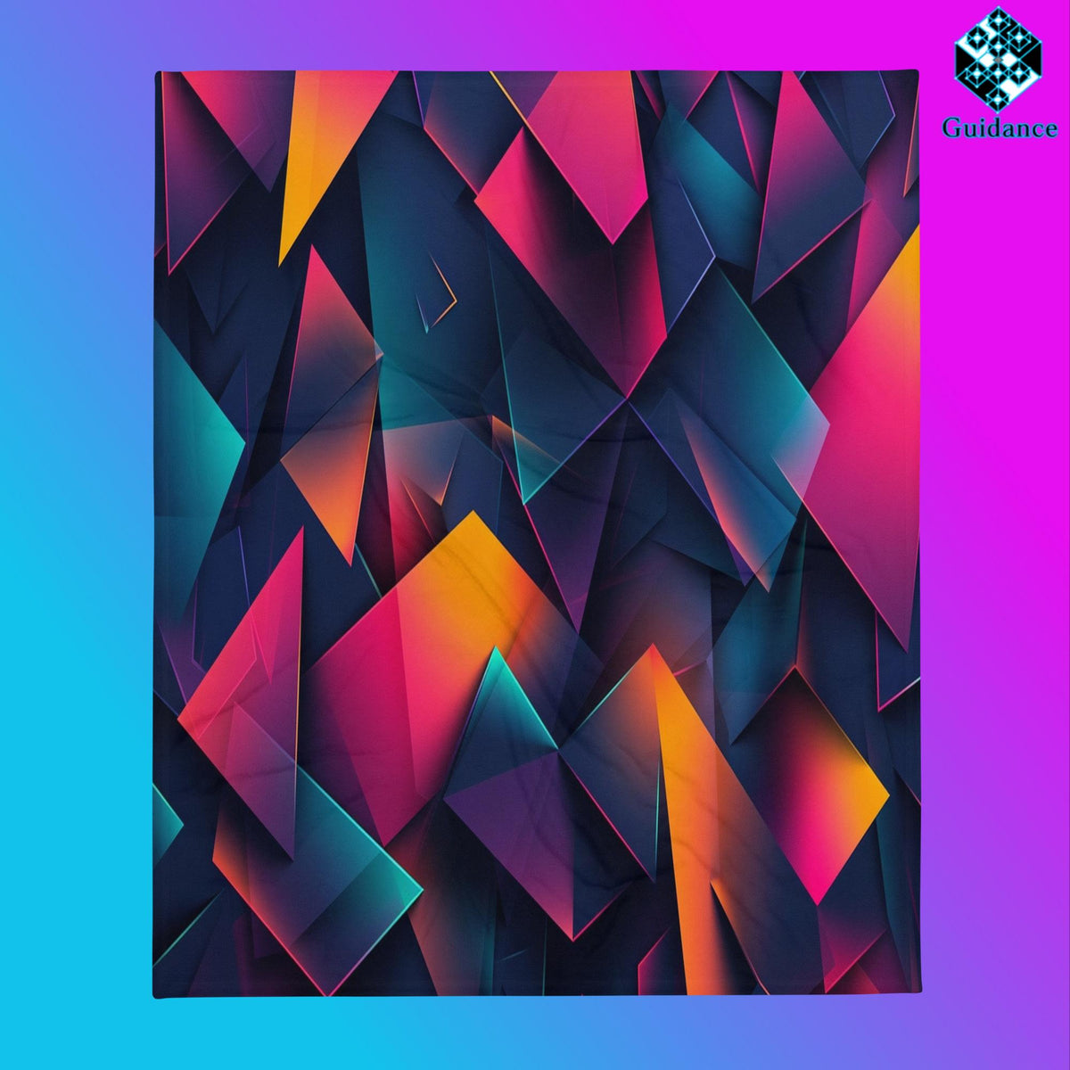 Futuristic Prism Throw Blanket – Red & Blue Polygon Art by XGuidance 50″×60″ 2